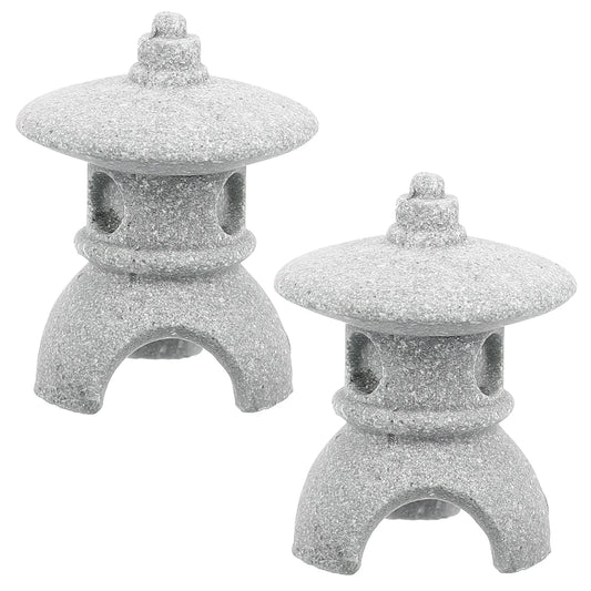 2Pcs Miniature Sandstone Pagoda Ornaments