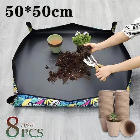 1–8PCS Oxford Cloth Foldable Planting Mat (50cm)