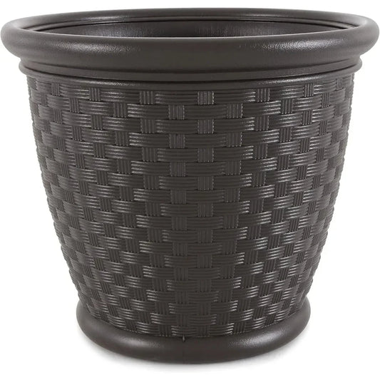 18-Inch Plastic Wicker Garden Planters