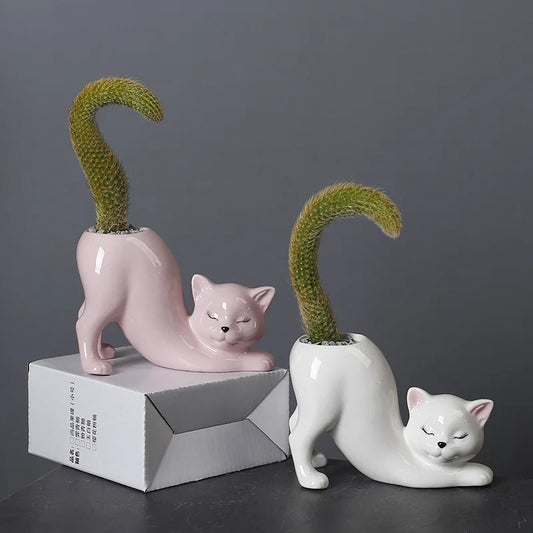 Cartoon Cat Tail Flower Pot