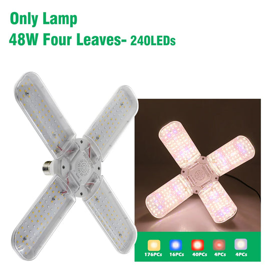 48W Full Spectrum E27 Foldable LED Grow Light Bulb