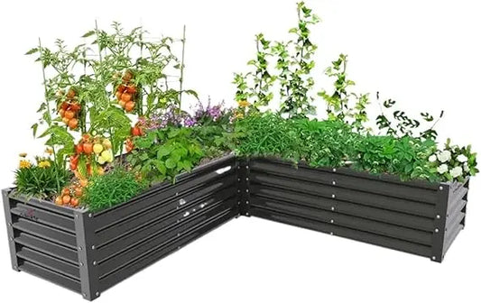 L-Shaped Galvanized Raised Garden Bed