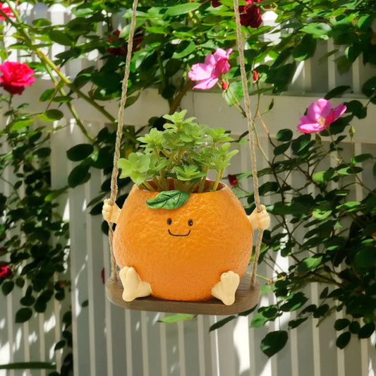 Orange Swing Hanging Flower Pot