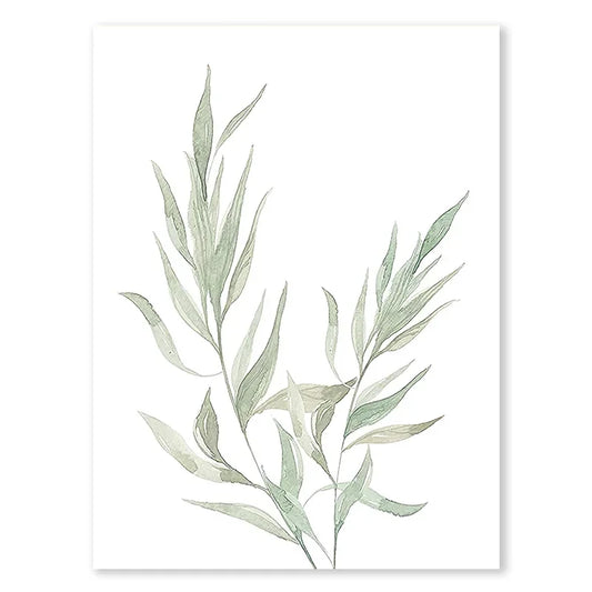 Nordic Sage Green Plant Wall Art
