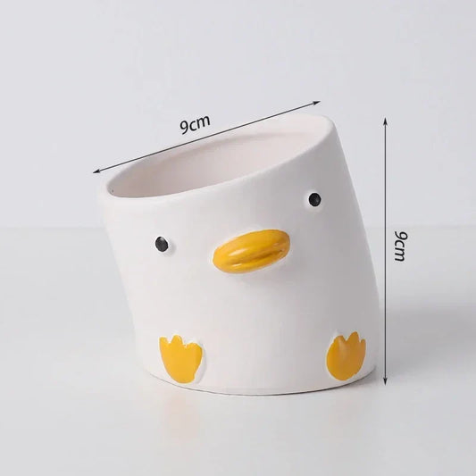 Cute Cartoon Animal Duck & Pig Ceramic Flower Pots