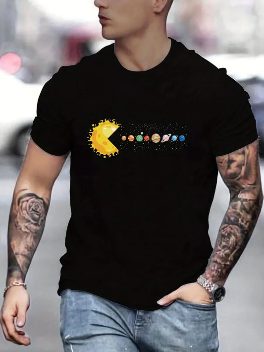 Men's Solar System Planet Printed T-Shirt