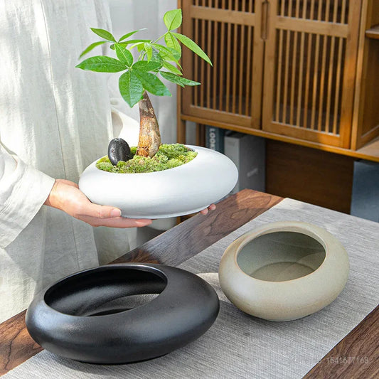 Handcrafted Large-Caliber Ceramic Flowerpot