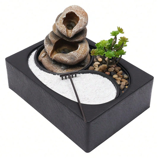 11.4x8.3x8.7in Tabletop LED Rockery Water Fountain