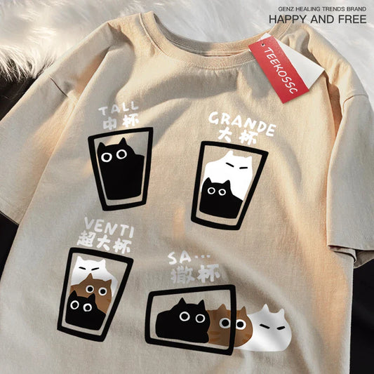 Coffee Cat Oversized T-Shirt
