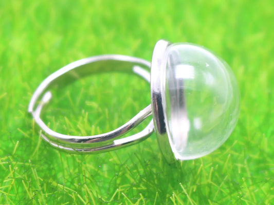 2PCS Adjustable Ring with Clear Glass Dome