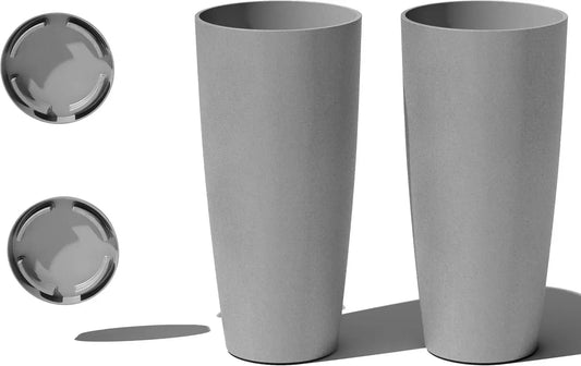 Plastic & Concrete Round Tall Planter