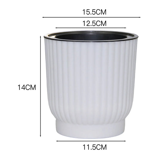 Self-Watering White Round Planter