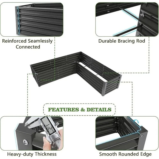 L-Shaped Galvanized Raised Garden Bed