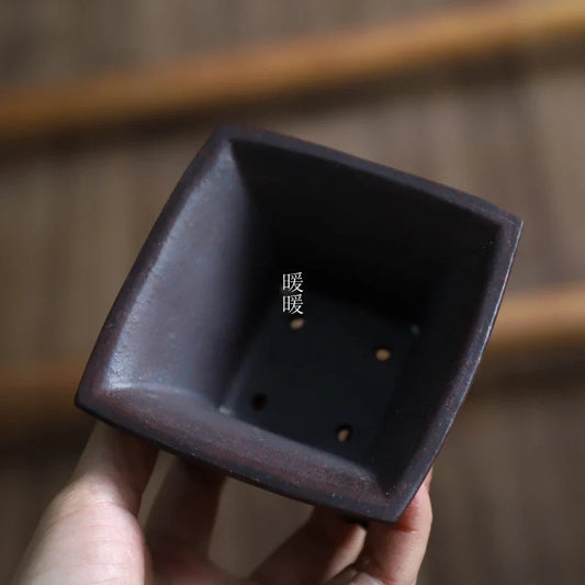 Purple Clay Ceramic Square Bonsai Pot