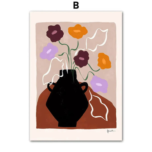 Abstract Vase Floral Wall Art