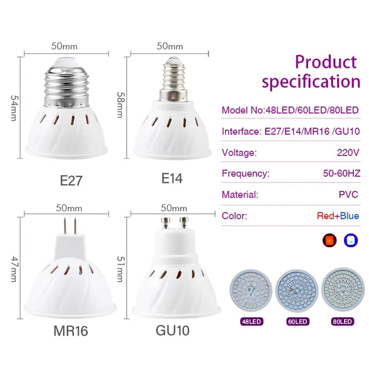 10Pcs LED Grow Light Bulbs