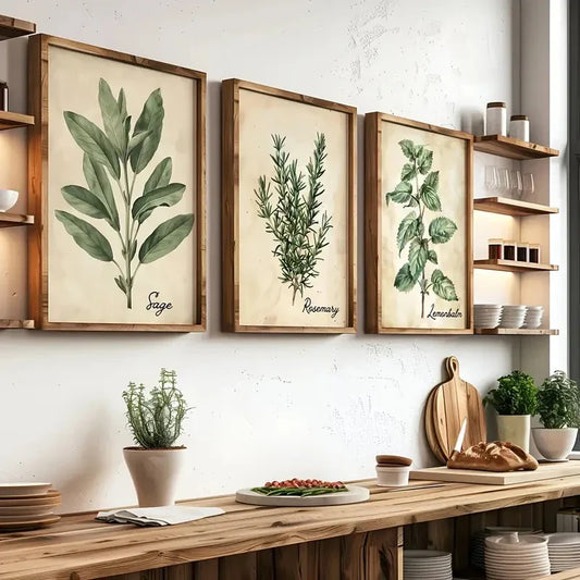 3pcs/Set Vintage Herbalist Herbal Leaf Canvas Poster