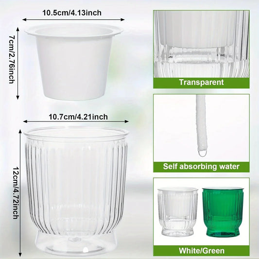 6pcs 4" Self-Watering Plastic Pots