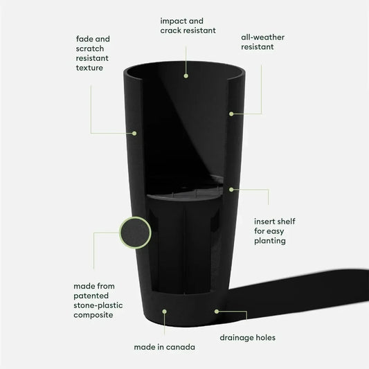 Plastic & Concrete Round Tall Planter