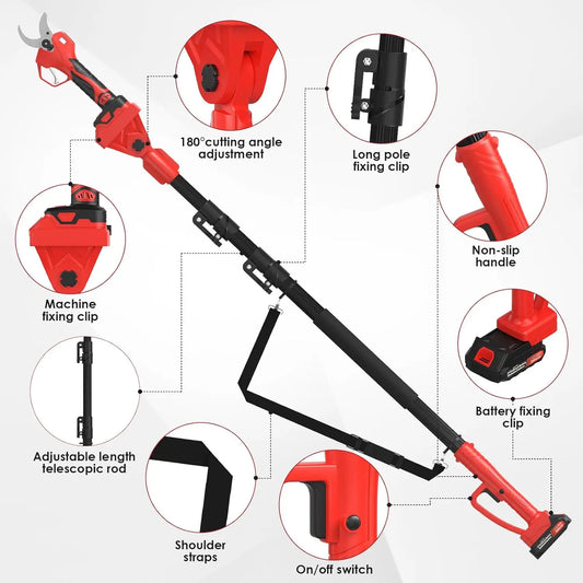 Electric Pruning Shears with Telescopic Rod