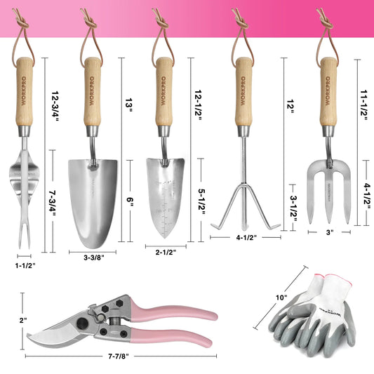 WORKPRO 8-Piece Pink Garden Tool Set
