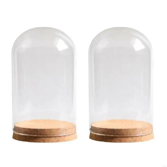 2Pcs Mini Glass Cloche Dome Bell Jars with Cork Base
